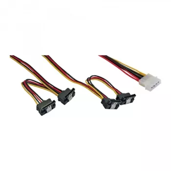 InLine vidinis maitinimo Y laidas 1x Molex / 4x SATA kampuoti su fiksatoriais 0,40+0,55m