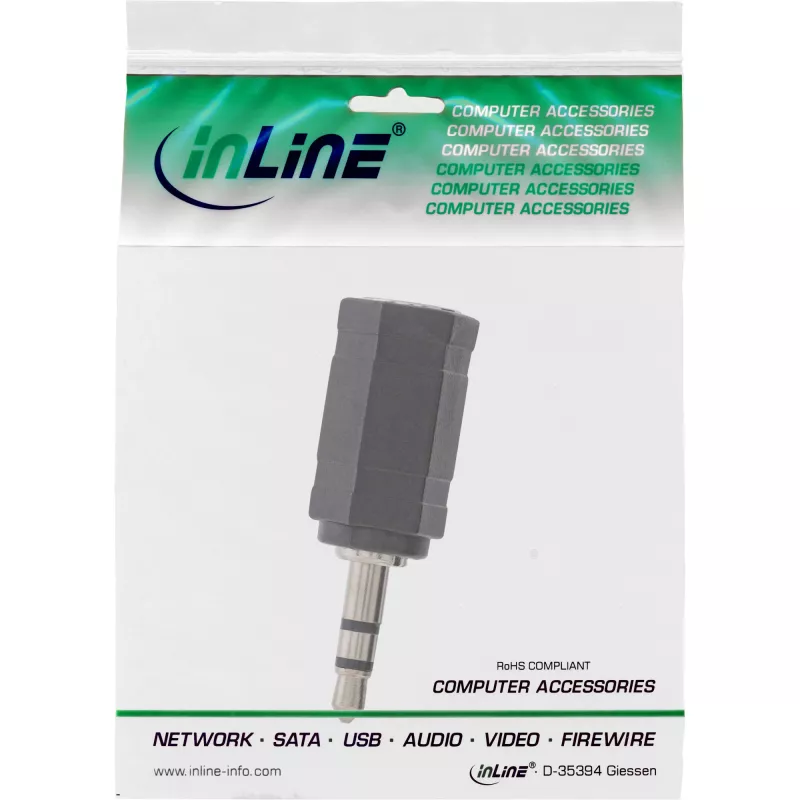 Garso adapteris 2,5 mm lizdas (mot.) / 3,5 mm kištukas (vyr.) stereofoninis InLine 99309