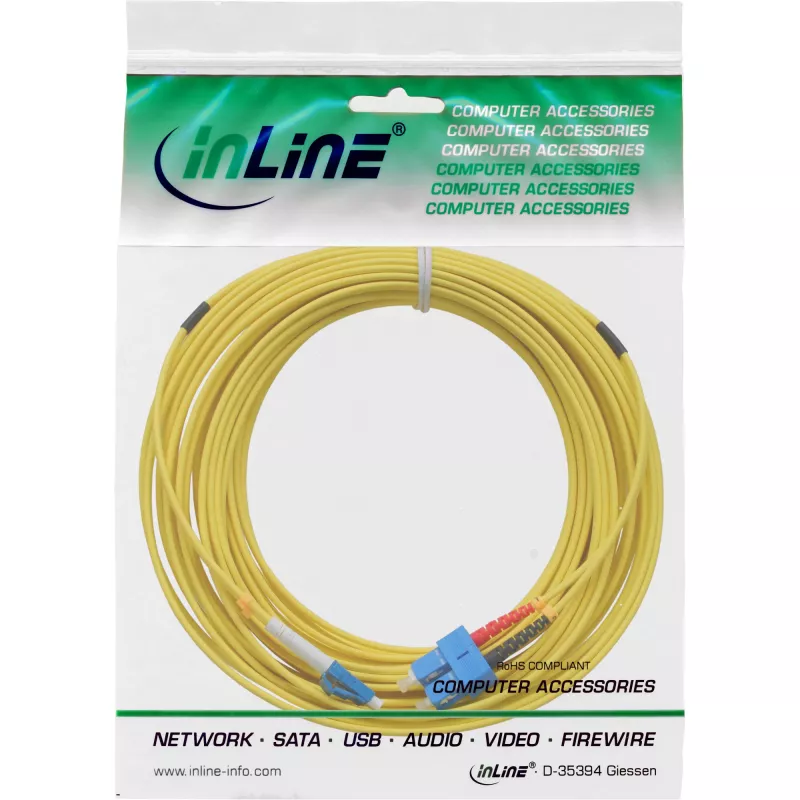 InLine Fiber Optical Duplex kabelis LC/SC 9/125µm OS2 20m, 20 m, OS2