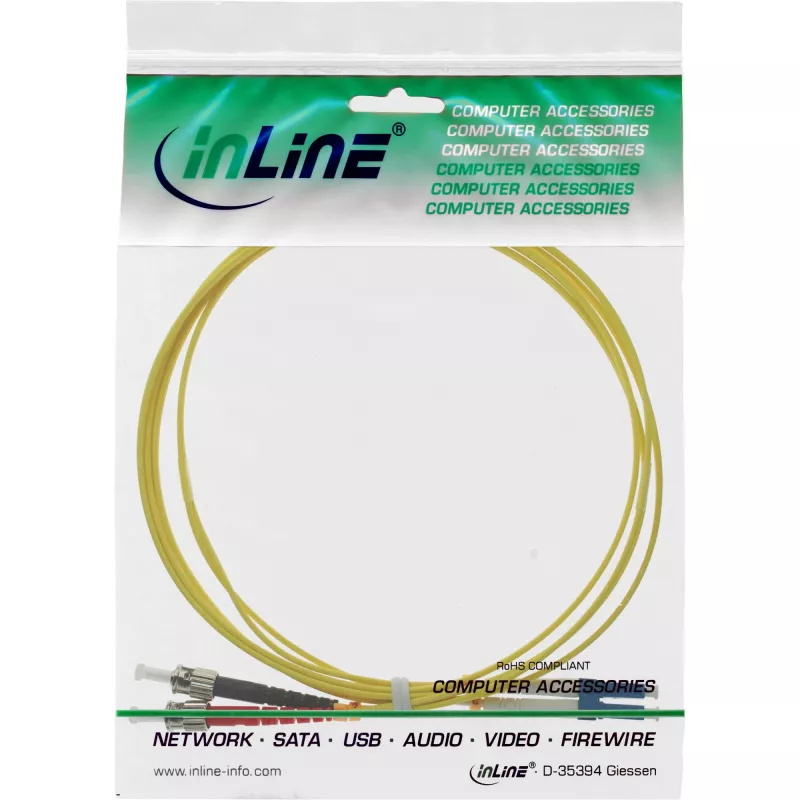 InLine šviesolaidinis dvipusis kabelis LC/ST 9/125 µm OS2 2 m