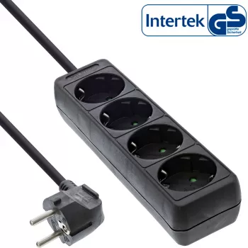 InLine Socket strip, 4-way earth contact CEE 7/3, Juoda, 3m