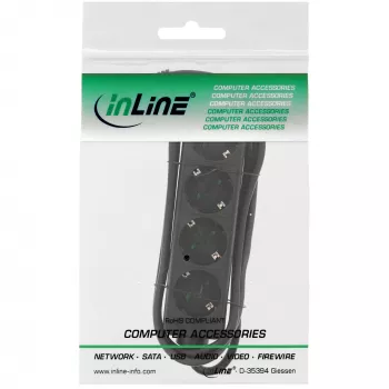 InLine Socket strip, 4-way earth contact CEE 7/3, Juoda, 3m