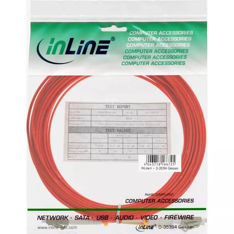 Optinis dvipusis kabelis LC/LC InLine 88522B 50/125 µm OM2 7 m