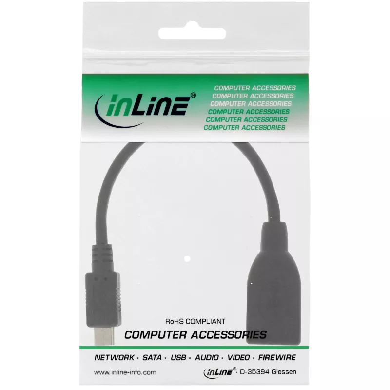 InLine Micro USB OTG adapterio laidas Micro-B kištukas į USB A lizdą 0,1 m
