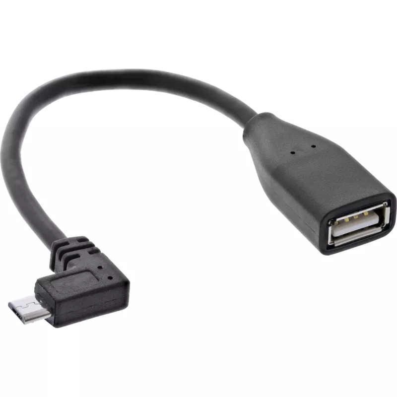 InLine Micro USB OTG adapterio laidas, Micro-B kištukas kampuotas į USB A lizdą, 0,1 m