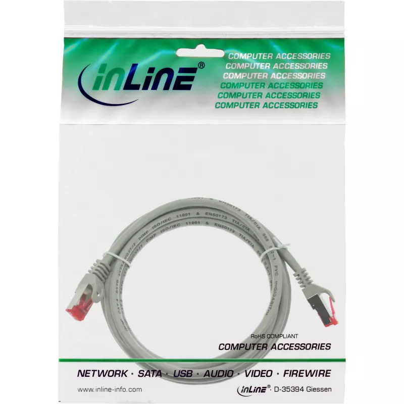 InLine komutacinis kabelis S/FTP PiMF Cat.6 250MHz PVC vario pilka 1,5 m