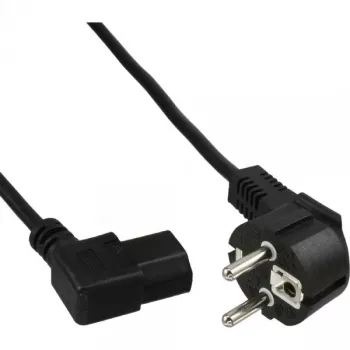 InLine maitinimo laidas, CEE 7/7 kampuotas / 3 kontaktų IEC C13 kairės pusės kampuotas, juodas, 1 m