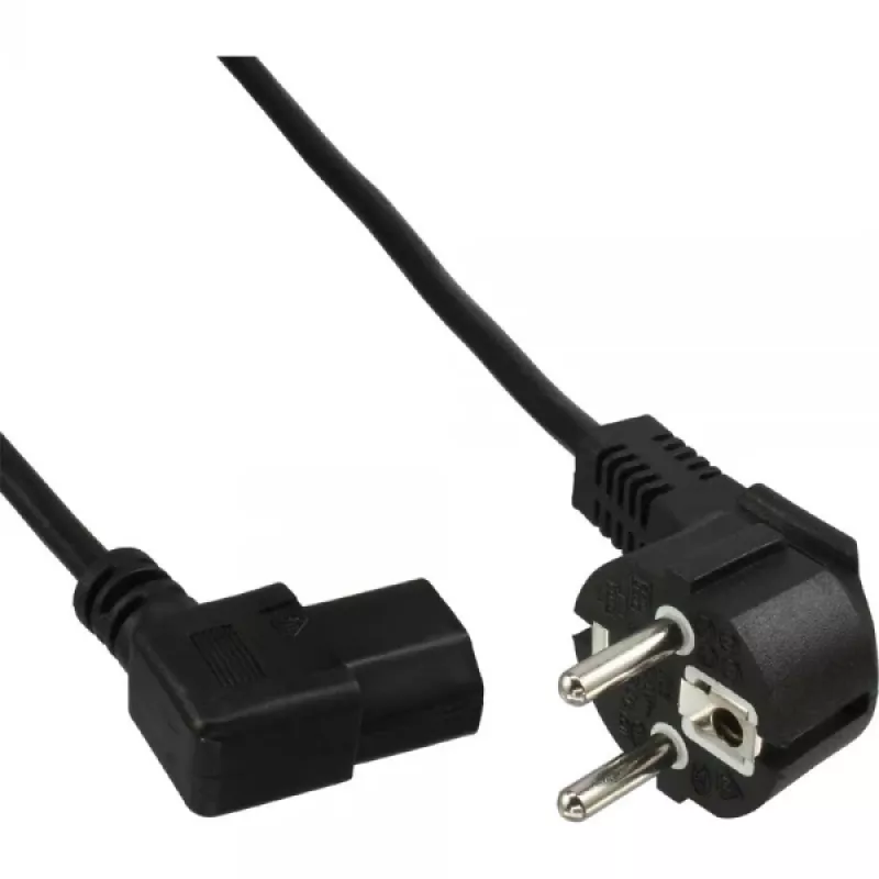 InLine maitinimo laidas, CEE 7/7 kampuotas / 3 kontaktų IEC C13 kairės pusės kampuotas, juodas, 1 m