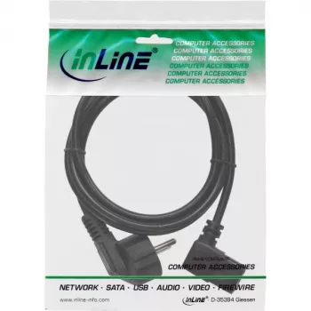 InLine maitinimo laidas, CEE 7/7 kampinis / 3 kontaktų IEC C13 kištukas kampinis, 1 m