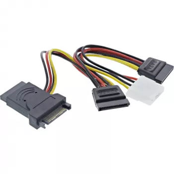 InLine SATA maitinimo adapterio laidas, kištukas į lizdą, į 2x SATA + 4 kontaktų Molex