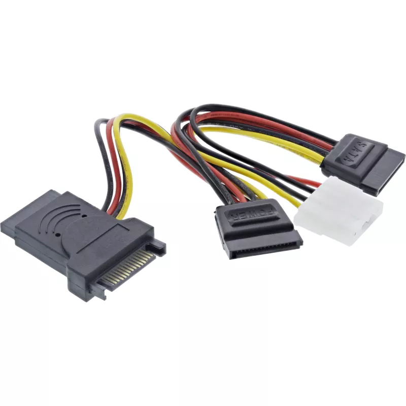 InLine SATA maitinimo adapterio laidas, kištukas į lizdą, į 2x SATA + 4 kontaktų Molex