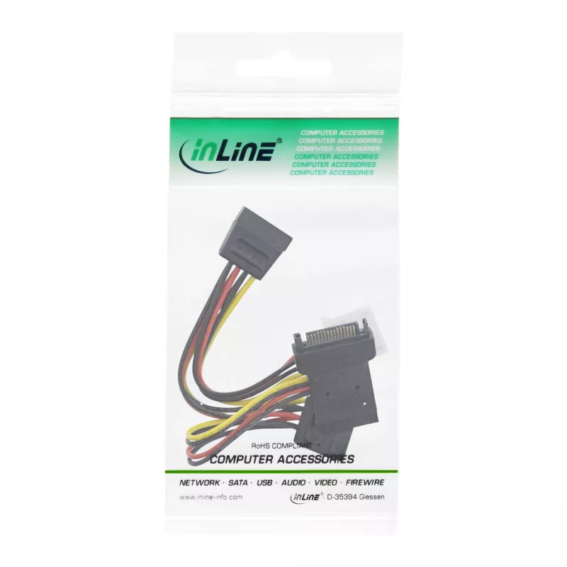 InLine SATA maitinimo adapterio laidas, kištukas į lizdą, į 2x SATA + 4 kontaktų Molex