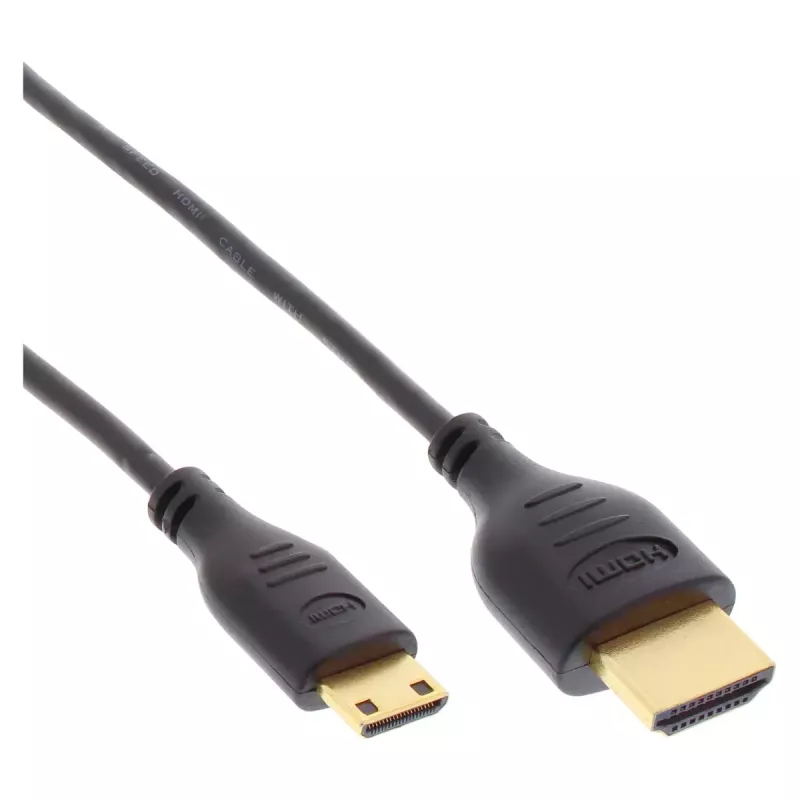 „InLine High Speed HDMI“ laidas su eternetu, AM/CM, itin plonas, juodas/auksinis, 1 m