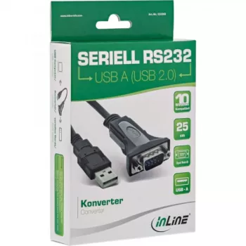 USB 2.0 į nuoseklųjį adapterio kabelis InLine 33306I 0,25 m, juodas