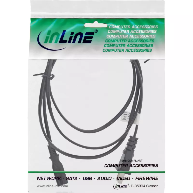 InLine maitinimo laidas, kiniškas kištukas į Euro8 IEC-C7, juodas, 1,8 m