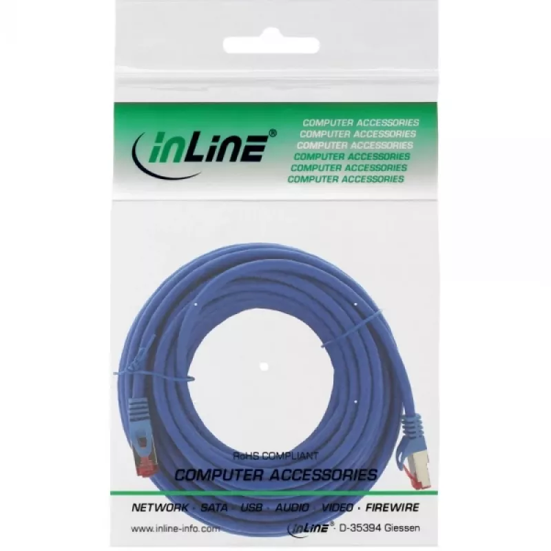 InLine pataisinis laidas S/FTP PiMF Cat.6 250MHz varis be halogenų mėlynas 15m