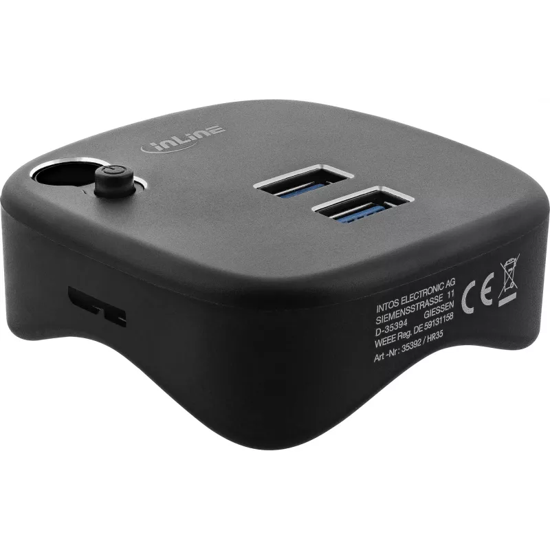 InLine USB 3.0 daugiafunkcis adapteris, 2xUSB-A, RJ45, SD/MicroSD kortelių skaitytuvas, juodas