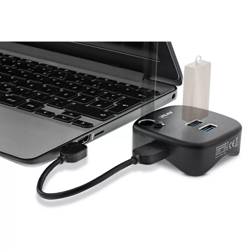 InLine USB 3.0 daugiafunkcis adapteris, 2xUSB-A, RJ45, SD/MicroSD kortelių skaitytuvas, juodas