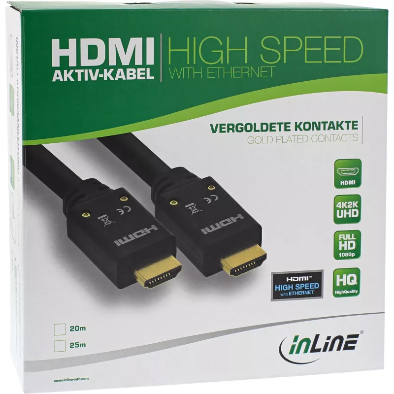 InLine HDMI Active kabelis, HDMI-High Speed with Ethernet, V/V, 10 m