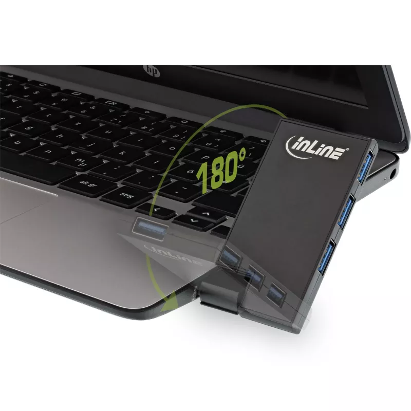 InLine USB 3.0 Pasukamas šakotuvas, 4 prievadai, juodas