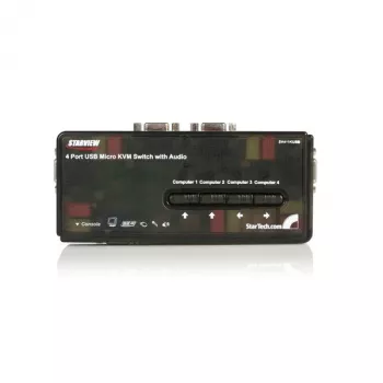 StarTech.com 4 prievadų juodas USB KVM jungiklio rinkinys su kabeliais ir garsu