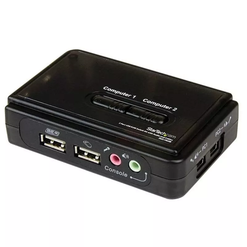 StarTech.com 2 prievadų juodas USB KVM jungiklio rinkinys su garsu ir kabeliais