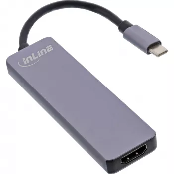 InLine Multi-hub USB 3.2 Gen.1, 2x USB-A, HDMI 4K/30Hz, kortelių skaitytuvas, aliuminis, pilkas