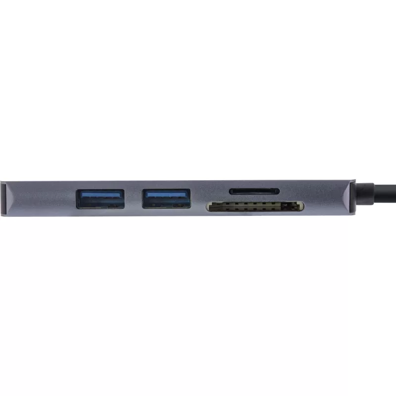 InLine Multi-hub USB 3.2 Gen.1, 2x USB-A, HDMI 4K/30Hz, kortelių skaitytuvas, aliuminis, pilkas