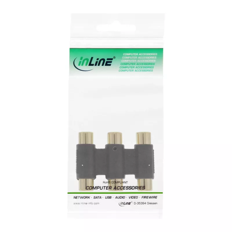 InLine Audio Adapter 3x RCA jungtis-jungtis, paauksuoti kontaktai 99319