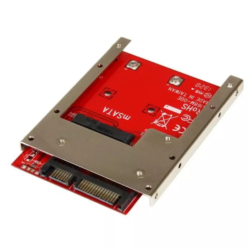 StarTech.com mSATA SSD į 2,5 col. SATA adapteris-konverteris, SATA, mSATA, juoda, raudona, sidabrinė, CE, FCC, 6 Gbit/s, -40 – 85 °C