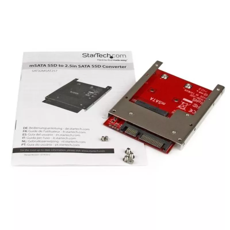 StarTech.com mSATA SSD į 2,5 col. SATA adapteris-konverteris, SATA, mSATA, juoda, raudona, sidabrinė, CE, FCC, 6 Gbit/s, -40 – 85 °C