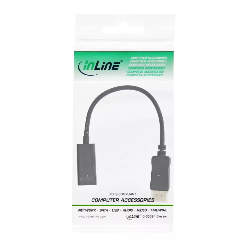 InLine DisplayPort į HDMI adapteris su garsu, DisplayPort V / HDMI M, 4K/60Hz