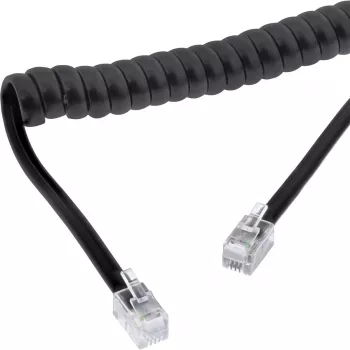 InLine ragelio spiralinis laidas, RJ10 4P4C M/M, juodas, maks. 2m