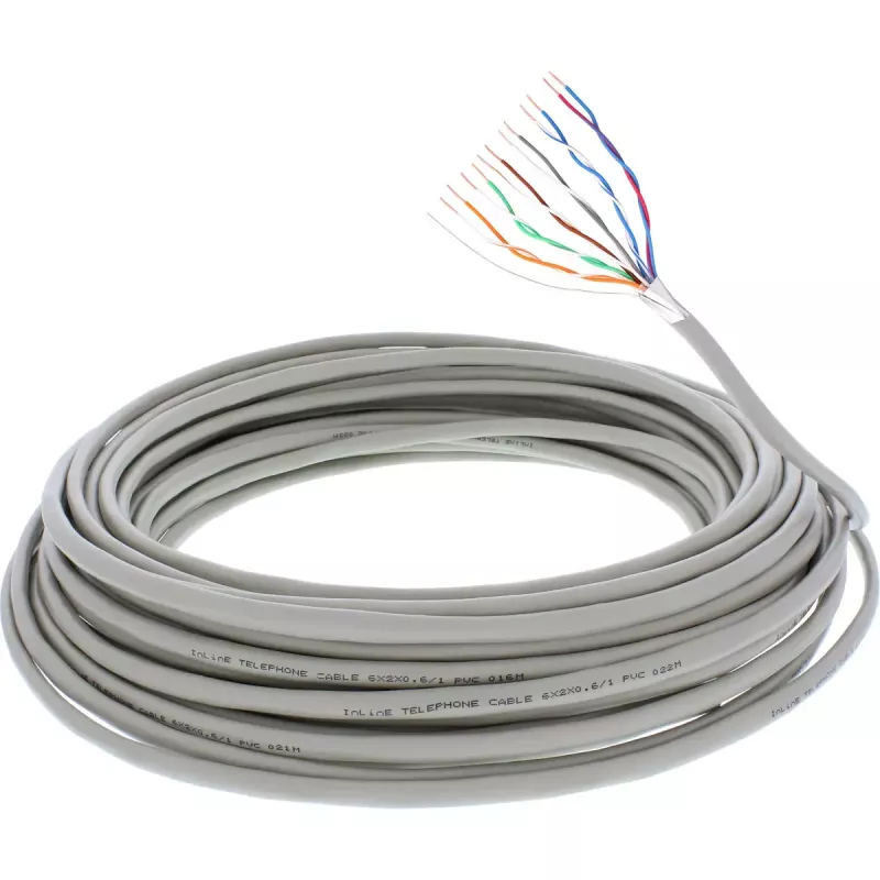 InLine telefono kabelis 12 laidų tvirtas montavimui 6x2x0,6mm ekranuotas 25m