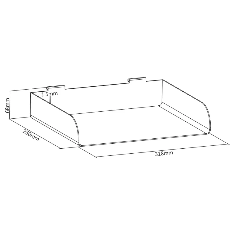 Modulinė lentyna InLine Slatwall Shelf didelė balta Plienas 318 mm 250 mm 68 mm