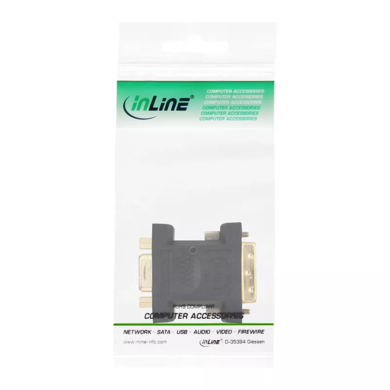 InLine DVI-A adapteris DVI 12+5 kištukinis į VGA 15HD lizdinį, paauksuoti kontaktai