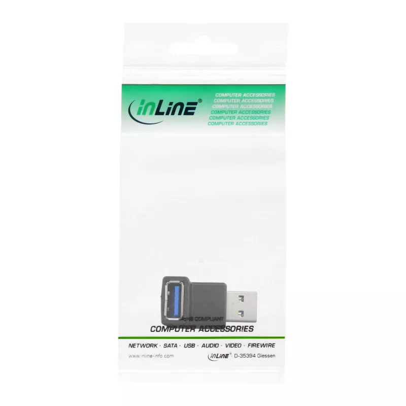 USB 3.0 adapteris Type A kištukas / A lizdas 90° kampu InLine 35300R