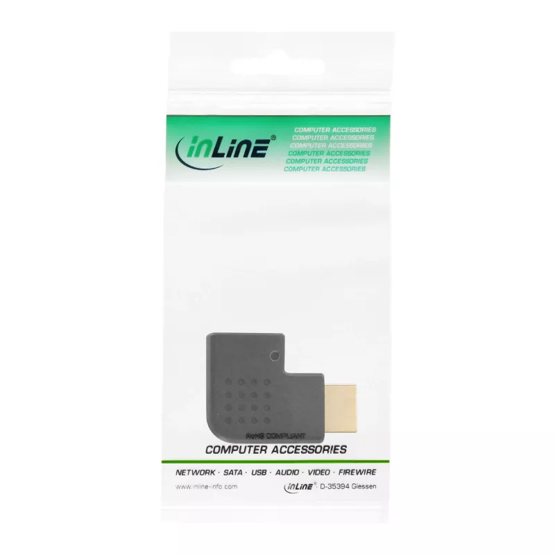 InLine HDMI adapteris, kištukas–lizdas, šoninis kampinis kairysis, auksuotas, 17600S