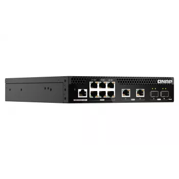 QNAP QSW-M2106R-2S2T tinklo komutatorius Valdomas L2 10G Ethernet (100/1000/10000) 1U Juoda