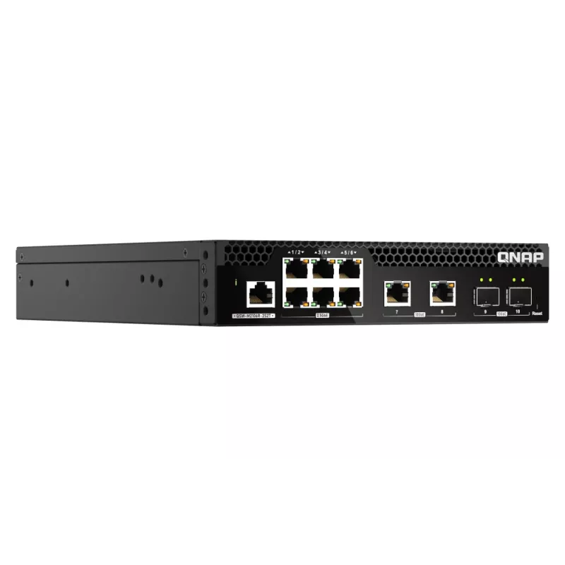 QNAP QSW-M2106R-2S2T tinklo komutatorius Valdomas L2 10G Ethernet (100/1000/10000) 1U Juoda