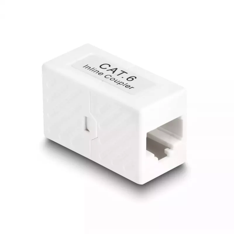 Tinklo kabelis DeLOCK adapteris RJ45 lizdas į RJ45 lizdą Cat.6 UTP 1 m baltas