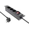 InLine 10 colių PDU, 3 lizdų su įžeminimo kontaktu, su jungikliu, 2 m, juoda