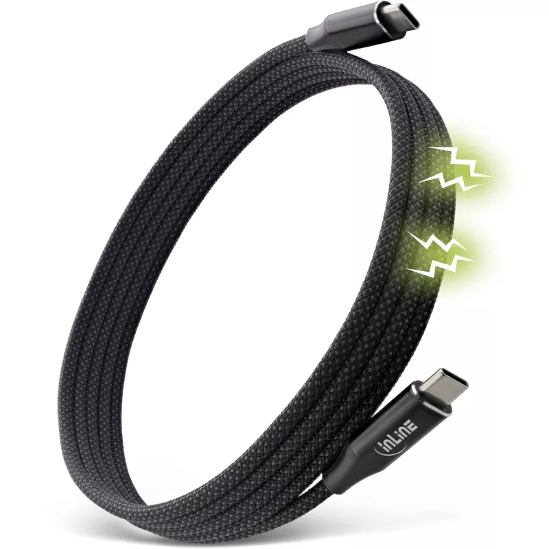 InLine Magnetinis USB-C kabelis, USB-C tėvas/tėvas, 100 W, juodas, 2 m