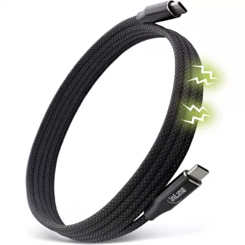 InLine Magnetic USB-C laidas, USB-C kištukas/kištukas, 100 W, juodas, 1,5 m