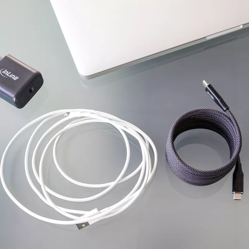 InLine Magnetic USB-C laidas, USB-C kištukas/kištukas, 100 W, juodas, 1,5 m