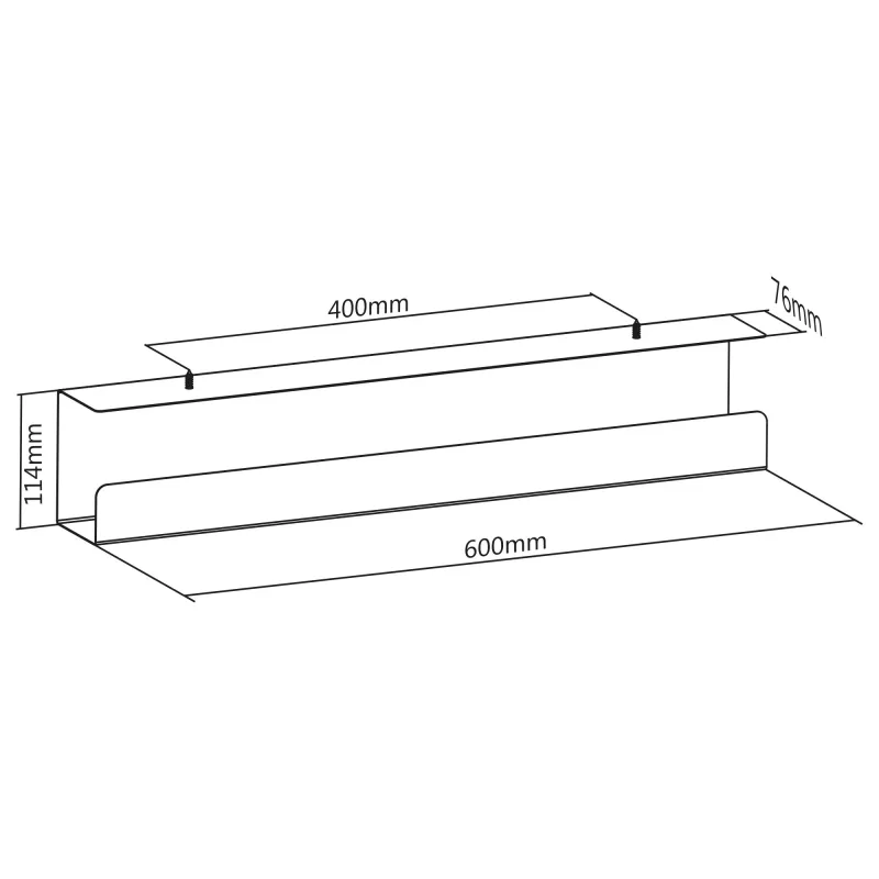 InLine po stalu montuojama kabelių valdymo sistema 23190W — plieninė, balta, 114×600×76 mm