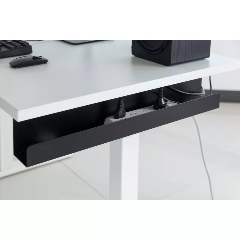 InLine po stalu montuojama kabelių valdymo sistema 23190W — plieninė, balta, 114×600×76 mm