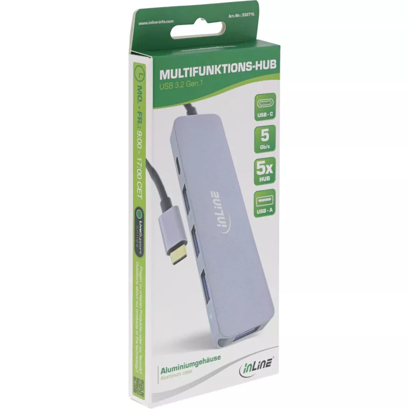 USB šakotuvas InLine USB 3.2 USB-C daugiafunkcis šakotuvas su 4x USB-A 5 Gb/s + USB-C (duomenys / PD 87 W)
