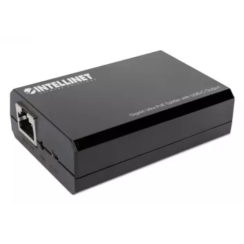 Intellinet PoE skirstytuvas su USB-C išvestimi, PoE++ / 4PPoE, Gigabit Ultra, IEEE 802.3bt, RJ45 įvesties ir išvesties prievadai, iki 45 W USB-C išvesties prievadas