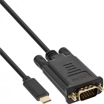 InLine USB Display kabelis, USB-C tėvas / VGA tėvas (DP Alt Mode), juodas, 2 m